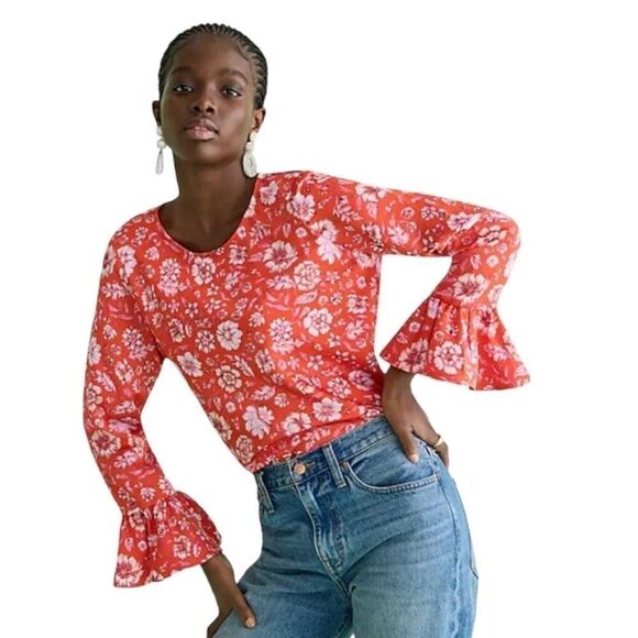 Women's - J. Crew Winter Garden Top in Poppy Fields, Size Small - Picture 1 of 7